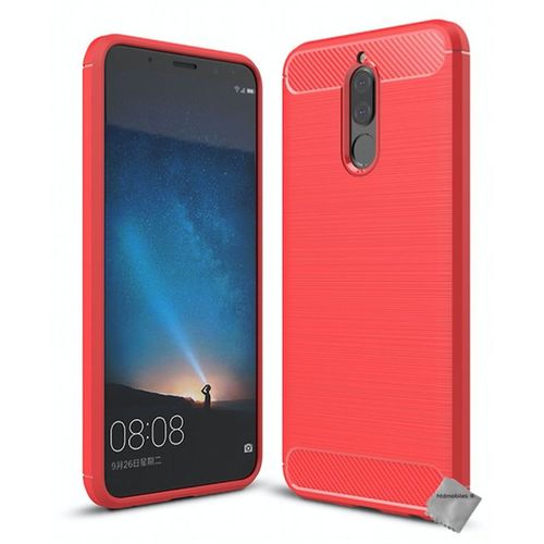 Housse Etui Coque Silicone Gel Carbone Pour Huawei Mate 10 Lite + Film Ecran - Rouge