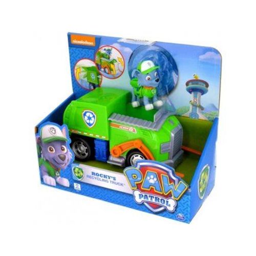 Pat Patrouille : Chien Rocky Et Le Camion Poubelle Vert - Figurine Et Vehicule - Paw Patrol
