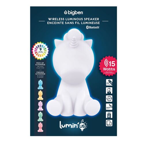 Bigben Lumin'us Unicorn - Enceinte sans fil Bluetooth - Blanc_image_1|Rakuten