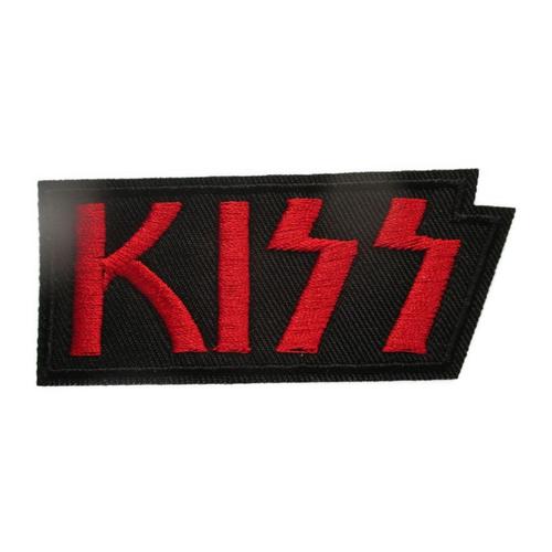 Patch Groupe Kiss Noir Rouge 8x3.5 Cm Écusson Veste Blouson Rock Roll Thermocollant