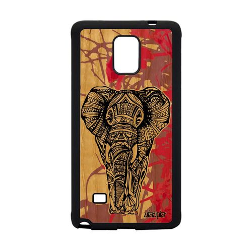 Coque En Bois Silicone Samsung Note 4 Elephant Rose Animal Dessin Azteque Samsung Galaxy Note 4