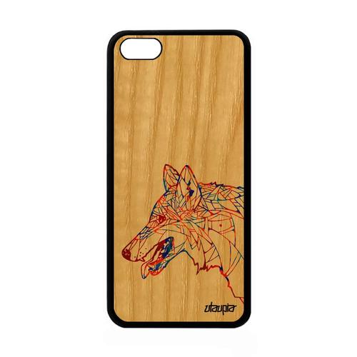 Coque Iphone 5c En Bois Silicone Loup Pastel Chien Tattoo Telephone Homme Apple Iphone 5c