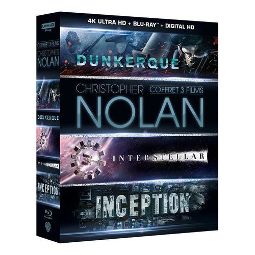 Christopher Nolan - Coffret 3 Films : Inception + Interstellar + Dunkerque - 4k Ultra Hd + Blu-Ray + Digital Hd