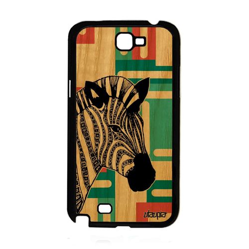 Coque En Bois Samsung Note 2 Silicone Zebre Cheval Vert Geometrique Rayé Samsung Galaxy Note 2
