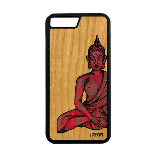 Coque En Bois Silicone Pour Iphone 7 Plus Bouddha Rose Tibet Zen Assis De Iphone 7 Plus