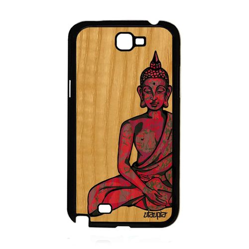 Coque Silicone Note 2 En Bois Bouddha 4g Hindou Zen Gt-N7105 Rose Samsung Galaxy Note 2