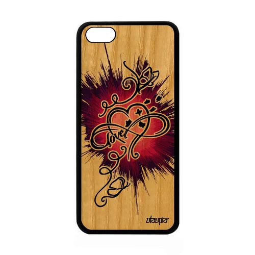Coque Silicone Iphone 5c En Bois Infini Love Fantaisie Illimité Rose Amour Apple Iphone 5c