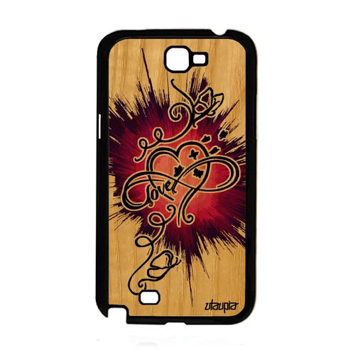 Coque En Bois Note 2 Silicone Infini Love Portable Fantaisie Rose Samsung Galaxy Note 2