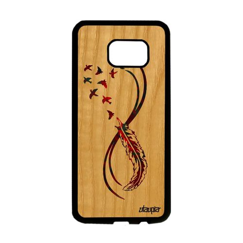 Coque S7 Edge En Bois Et Silicone Infini Portable Couleur Plume Samsung Galaxy S7 Edge
