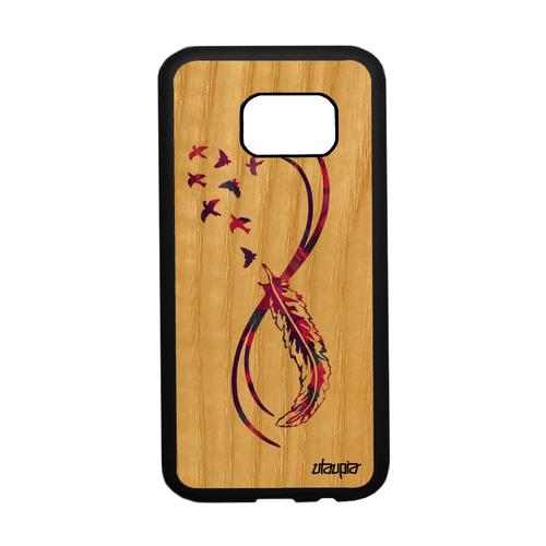 Coque En Bois Silicone Samsung S7 Infini Cadeau D'anniversaire Zen Oiseau Samsung Galaxy S7