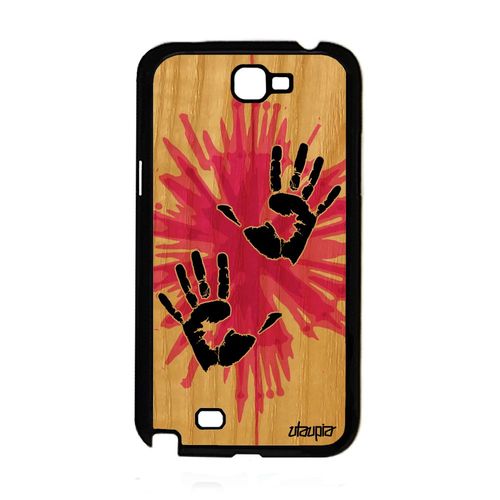 Coque Samsung Note 2 En Bois Silicone Main Empreinte Rose De Protection A Samsung Galaxy Note 2