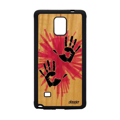 Coque En Bois Silicone Samsung Note 4 Et Main Rose Peinture De Protection Samsung Galaxy Note 4