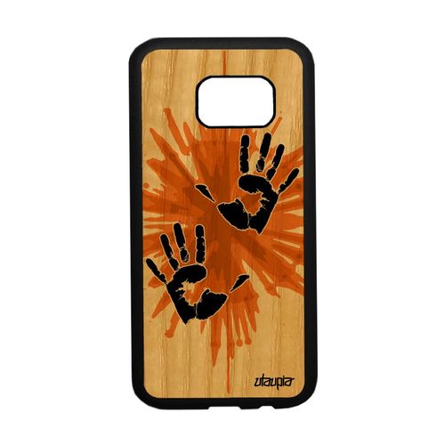 Coque En Bois Pour Galaxy S7 Silicone Main Deux Orange Street Art A Samsung Galaxy S7