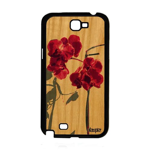 Coque Pour Samsung Galaxy Note 2 En Bois Silicone Orchidée Fleur Tpu Design Rose