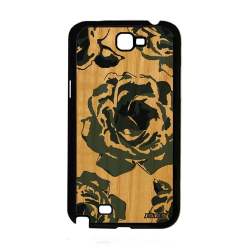 Coque En Bois Pour Note 2 Silicone Rose Fleur Telephone Eternelle Samsung Galaxy Note 2