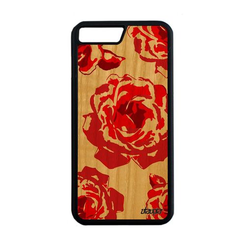Coque Silicone Iphone 7 Plus En Bois Rose Fleur De Protection Femme Mobile