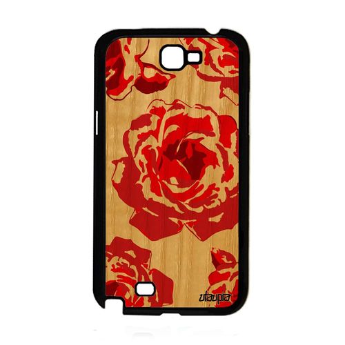 Coque Samsung Note 2 En Bois Silicone Rose Fleur Frêne Petale De Housse A Samsung Galaxy Note 2