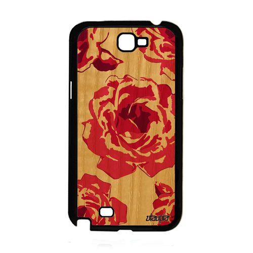 Coque En Bois Pour Note 2 Silicone Rose Fleur Tatouage Rose Cover Samsung Galaxy Note 2