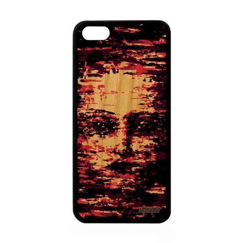 Coque Silicone Apple Iphone 5c En Bois Et Portrait Fille Rose Rigide Art Femme