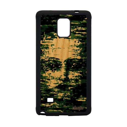 Coque Pour Samsung Note 4 En Bois Silicone Portrait Militaire Design Vert Samsung Galaxy Note 4