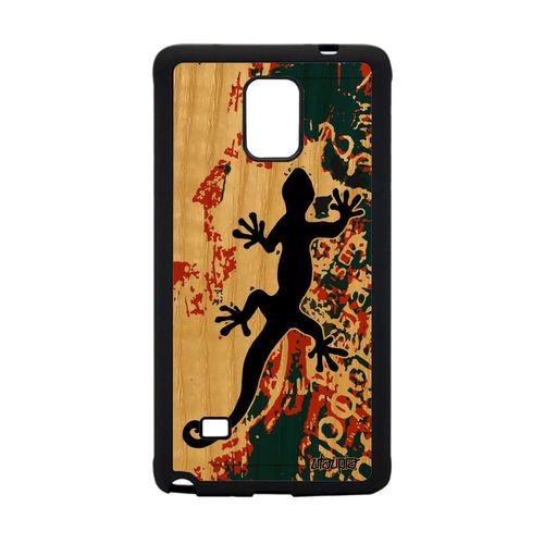 Coque En Bois Silicone Note 4 Salamandre Vert Journal Animal Étui Samsung Galaxy Note 4