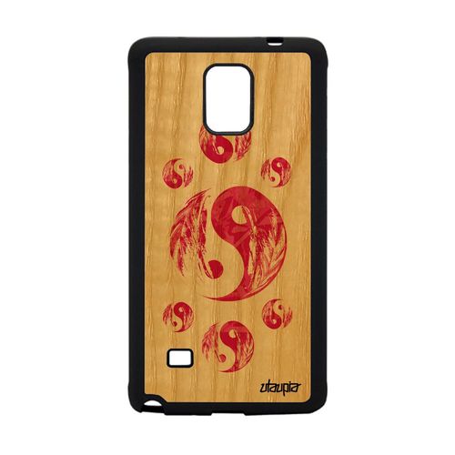 Coque Note 4 En Bois Silicone Yin Et Yang Frêne Asie Ying Rose De Samsung Galaxy Note 4