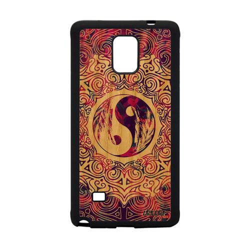 Coque Silicone Galaxy Note 4 En Bois Yin Et Yang Personnalisé Femme Rose Samsung Galaxy Note 4