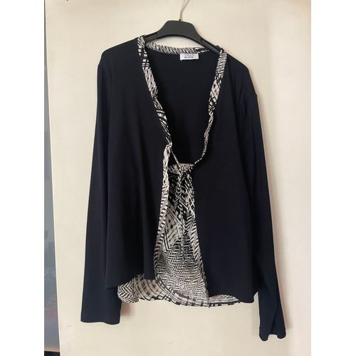 Gilet Noir + Débardeur Noir Et Blanc Intégré Villa Bleue Chic & Original 44/48