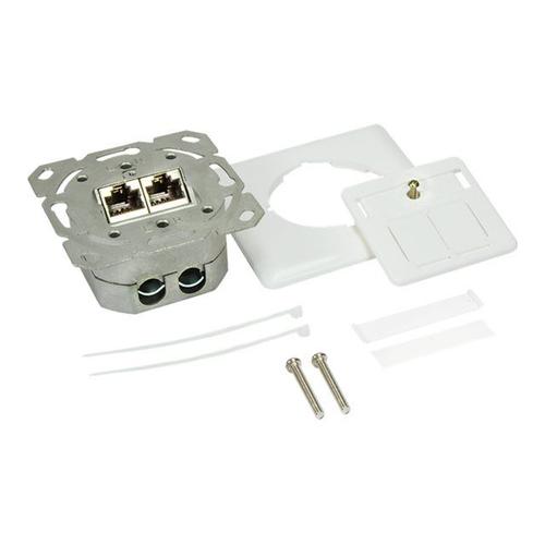 LogiLink - Prise à montage encastré - encastrable - CAT 6 - STP - RJ-45 X 2 - RAL 9003, blanc signal