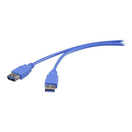 Renkforce - Rallonge de câble USB - USB type A (M) pour USB type A (F) - USB 3.0 - 5 V - 0.5 A - 1.8 m - bleu