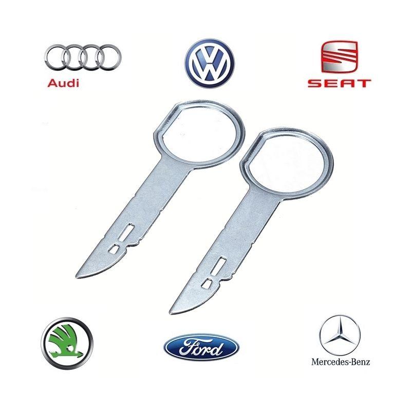 x4 clés d'extraction de démontage pour autoradio VW, SEAT, AUDI, SKODA, FORD