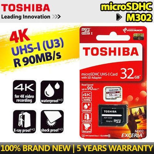 Toshiba EXCERIA M302-EA - Carte mémoire flash (adaptateur microSDHC - SD inclus(e)) - 32 Go - UHS Class 3 / Class10 - microSDHC UHS-I