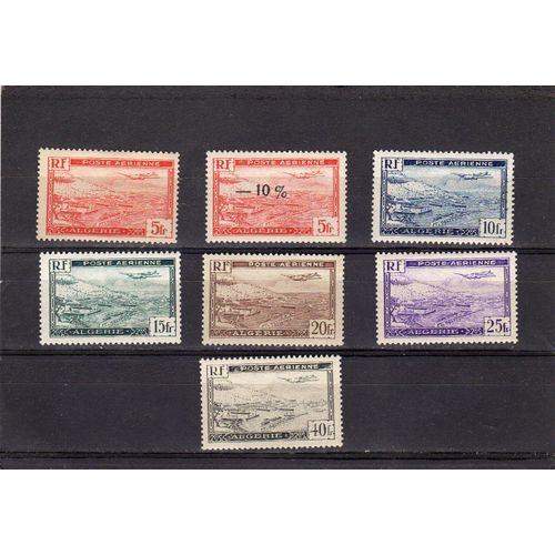 Timbres De Poste Aérienne D'algérie (Avion Survolant La Rade D'alger)