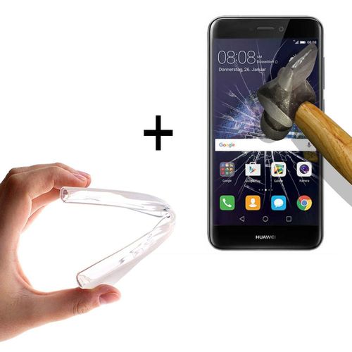 Woowcase, Coque [ Huawei Y6 2017 ] Silicone Transparent [ + 1 Protecteur Verre Trempé ] Protection Écran Dureté 9h, Huawei Y6 2017 Coque Etui Housse En Tpu Gel Flex