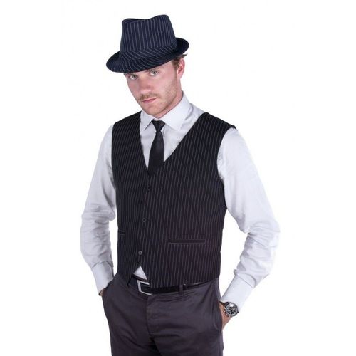 Gilet De Gangster Noir À Rayures Blanches Homme