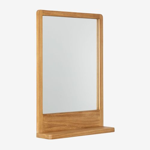 Miroir mural avec étagère en bois de teck (50x70 cm) Mazure bois de teck