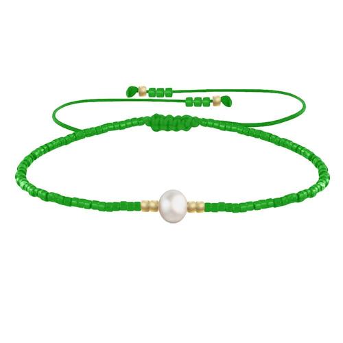 Les Poulettes Bijoux - Bracelet Lien Perle D'eau Douce Blanche Et Petites Perles Brillantes