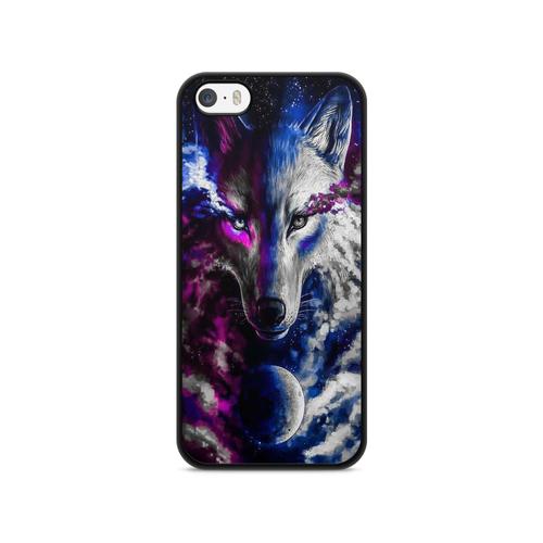 Coque Pour Iphone 6 / 6s Silicone Tpu Loup Wolf Loup Garou Chiens Dogs Lune Planete Design Hypster Indien Totem Symbole Ref 303