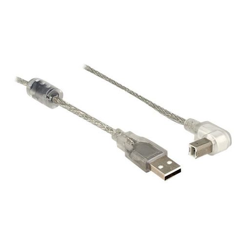 Delock - Câble USB - USB (M) pour USB type B (M) - USB 2.0 - 3 m - connecteur à 90° - transparent