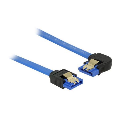 Delock - Câble SATA - Serial ATA 150/300/600 - SATA (R) droit pour SATA (R) angle gauche - 50 cm - verrouillé - bleu