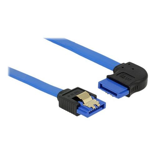 Delock - Câble SATA - Serial ATA 150/300/600 - SATA (R) angle droit pour SATA (R) droit - 50 cm - verrouillé - bleu