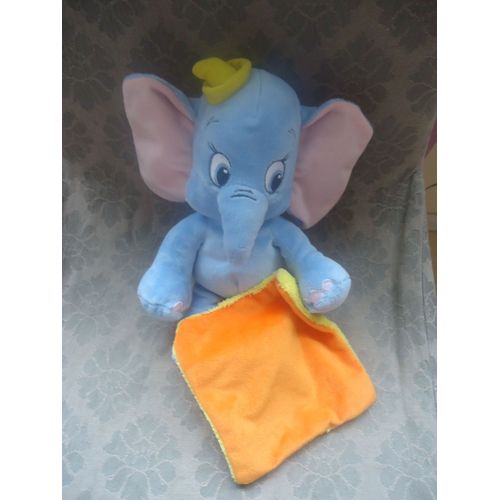 Éléphant Dumbo Doudou En Peluche Avec Son Mouchoir Orange 28 Cm Disney