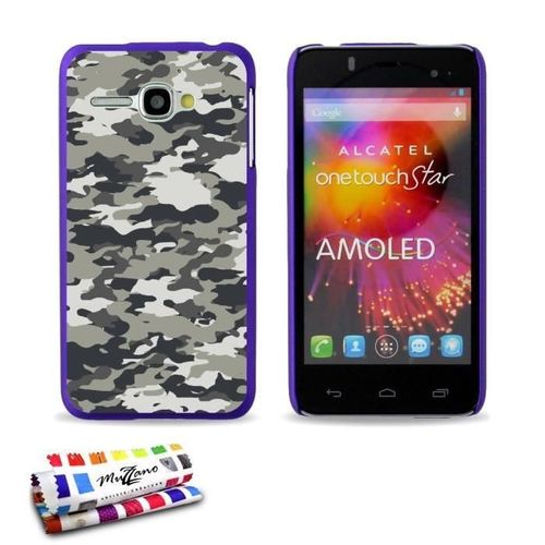 Coque Case Alcatel One Touch Star Camouflage Gris Contour Violet Silicone Rigide (Tpu)