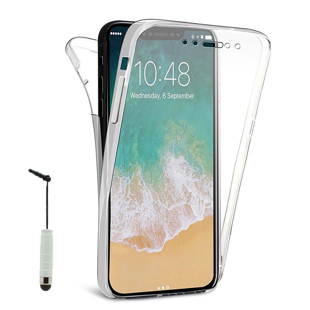 Coque Avant Et Arrière Silicone Pour Apple Iphone X 5.8" 360° Protection Intégrale - Transparent + Mini Stylet