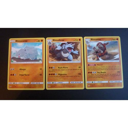 Rhinocorne 65/147 Rhinoféros 66/147 Rhinastoc 67/147 - Pokemon Sl3 Soleil Et Lune Ombres Ardentes