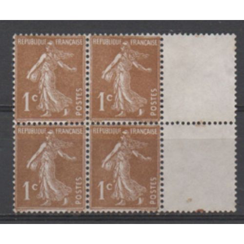 France 1932/1937 Timbre N° 277a, Type Semeuse Fond Plein. Bloc De 4 Timbres