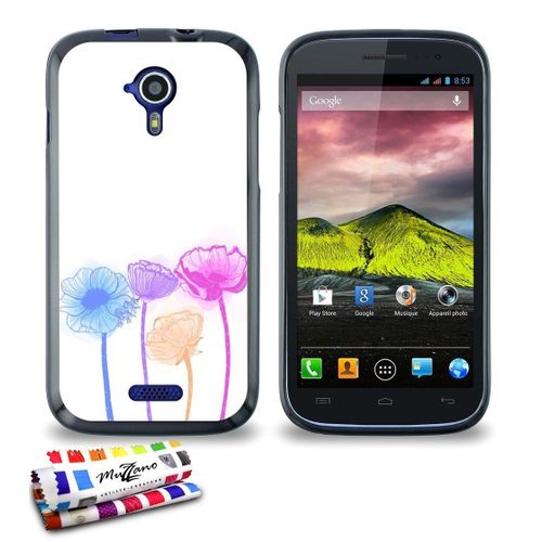 Coque Case Wiko Cink Five Fleurs Contour Noir Silicone Rigide (Tpu)