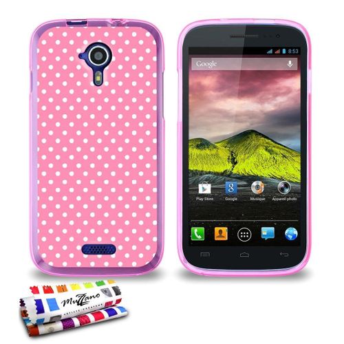 Coque Case Wiko Cink Five Polka Rose Contour Rose Silicone Rigide (Tpu)