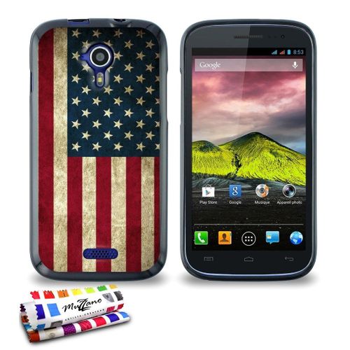 Coque Case Wiko Cink Five Drapeau Usa Contour Noir Silicone Rigide (Tpu)