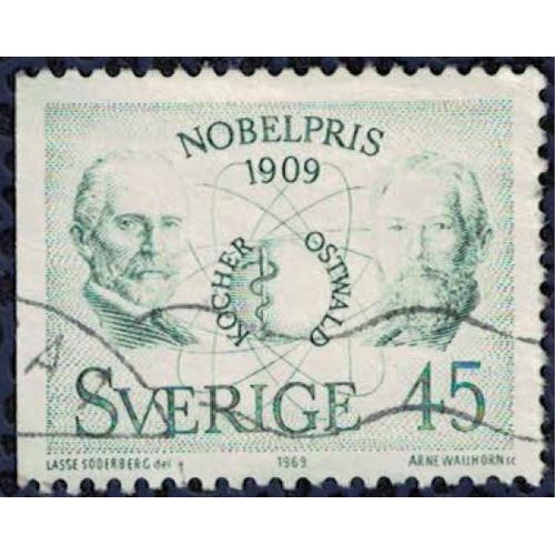 Suède 1969 Oblitéré Used Prix Nobel Wilhelm Ostwald Et Emil Theodor Kocher Su